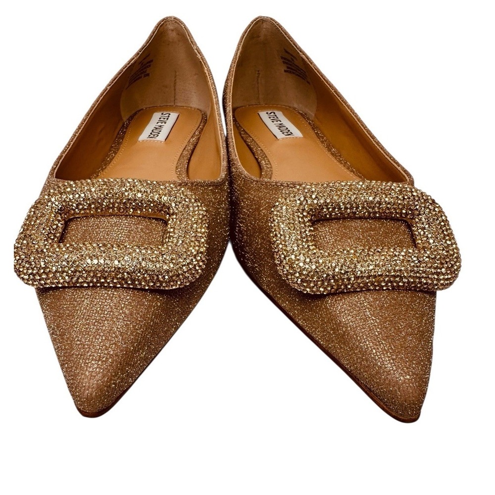 Women's Steve Madden Tink Color Gold Pointy Ballet Flat Size 8M NWB - Picture 8 of 13